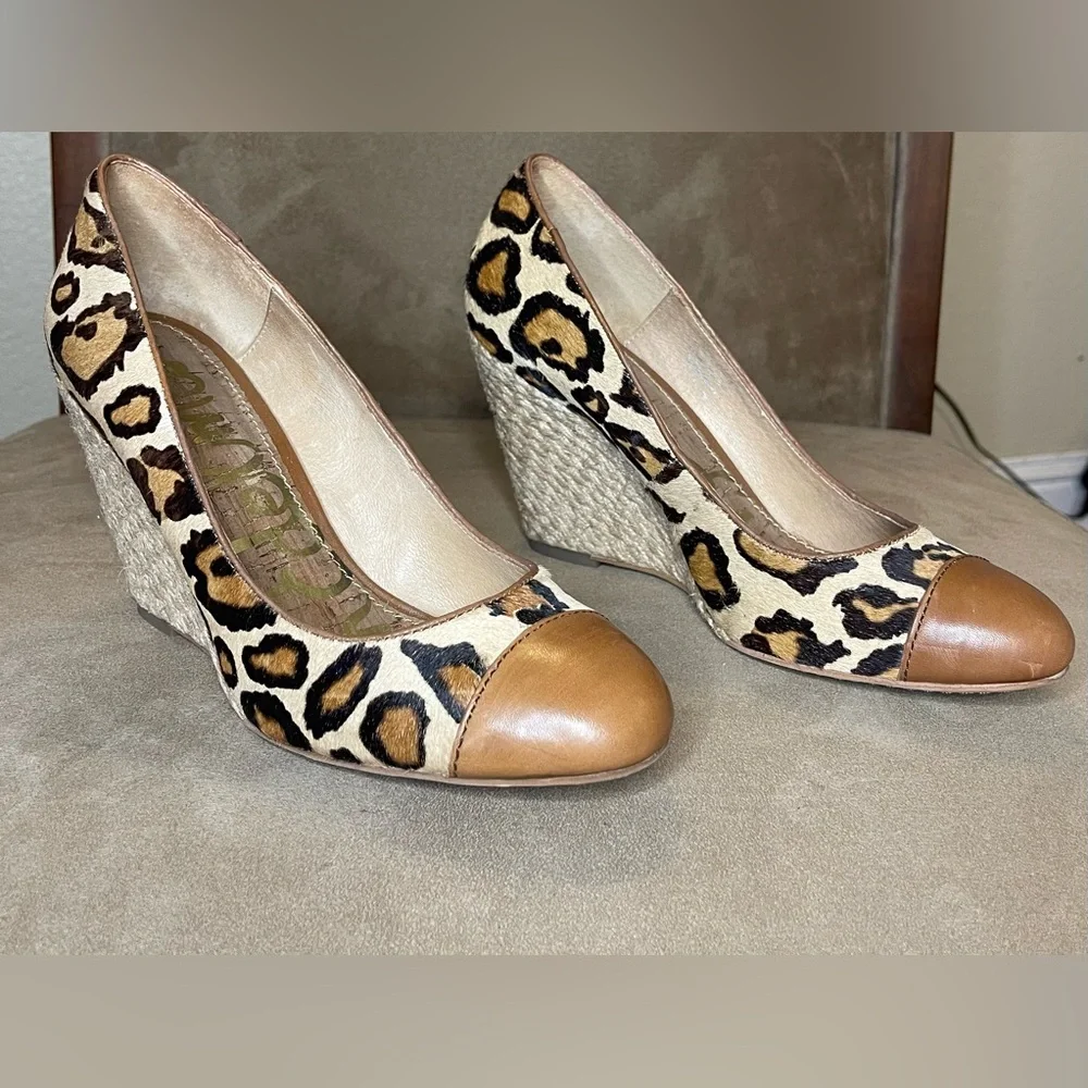 Sam Edelman Leopard Print Espadrilles with Tan Toe Women’s size 8.5